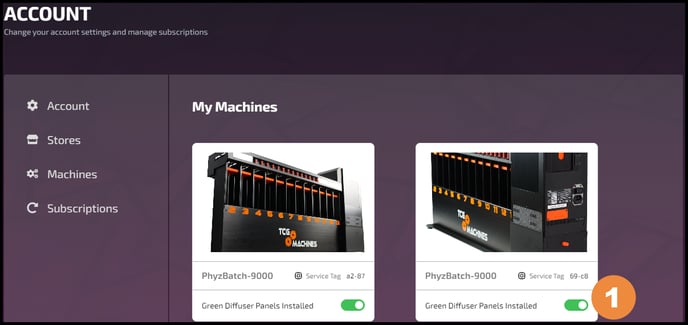 PhyzBatch UI - Account - Machines