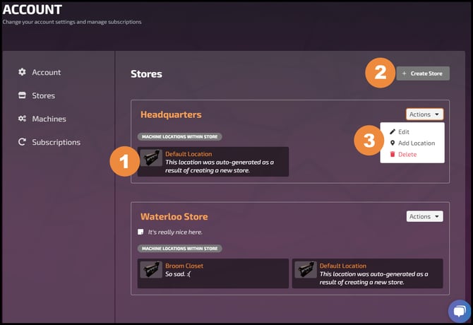 PhyzBatch UI - Account - Stores
