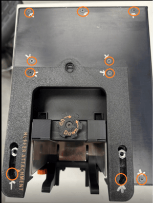 Top down image of the PhyzBatch-9000 with screws indicated. 
